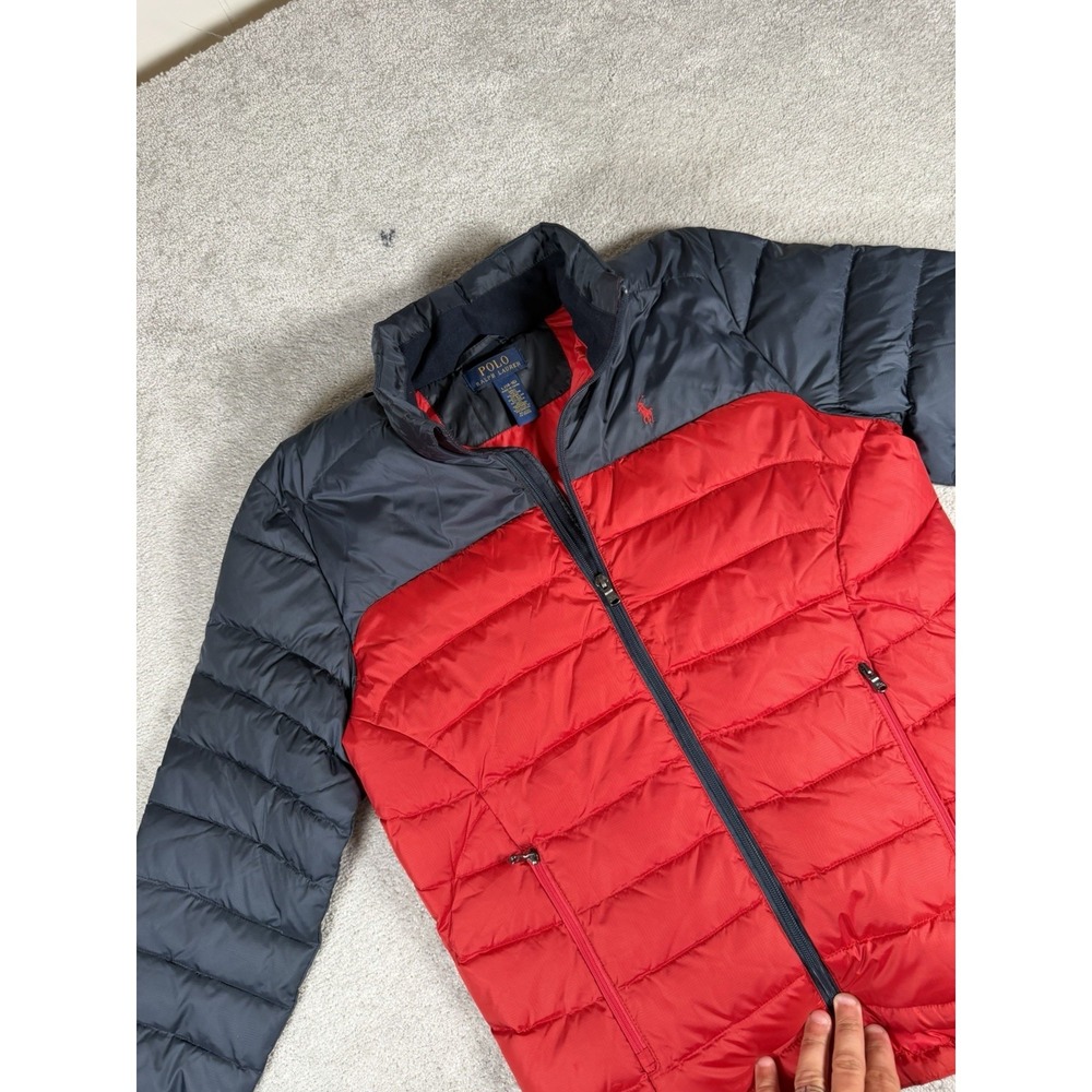 Polo Ralph Lauren boy L (14/16) colorblock down-fill puffer jacket blue red Pony